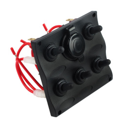 Панель бортового питания 5 переключателей, разъем прикуриватель (C91341)